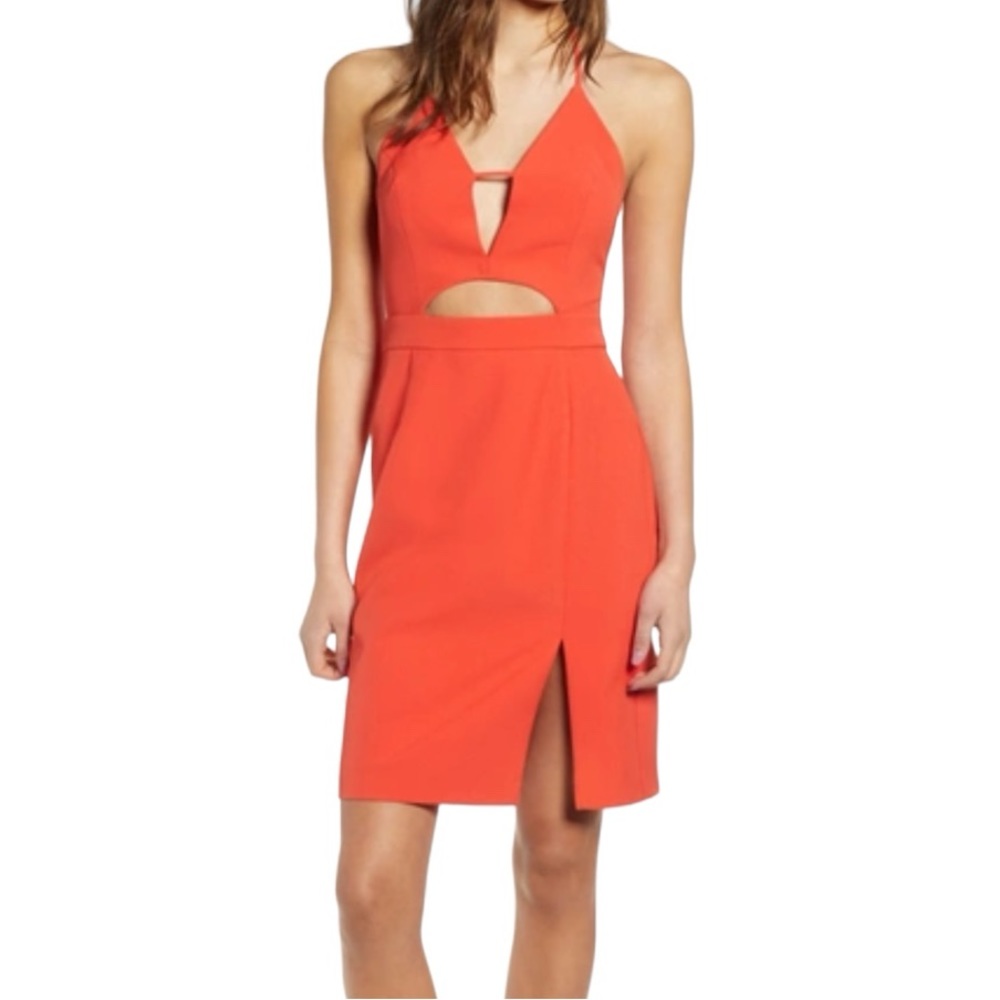 Revolve:Endless Rose Orange Halter Cut Out mini dress Large. NWOT